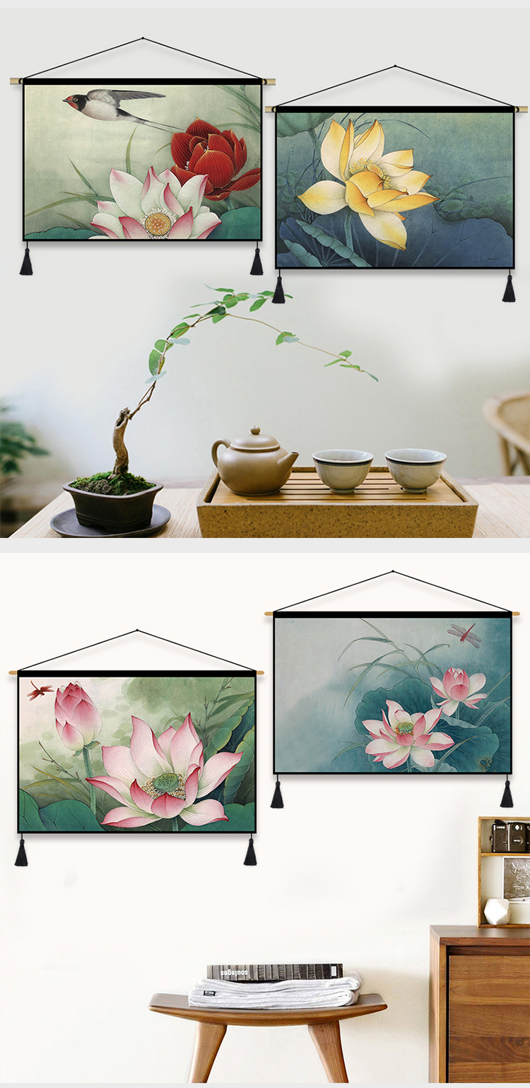 Trung Quốc vải sen treo tranh treo rèm in treo vải nền phòng ngủ phòng khách tấm thảm treo tường vải tấm thảm trang trí Thảm treo tường có lớn