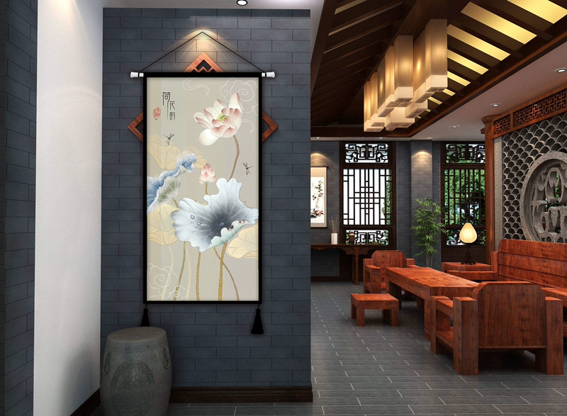 bức tranh vải Trung Quốc lớn của Trung Quốc phong cách trang trí sen sơn Vintage những bức tranh lối vào phòng khách treo vải nền tấm thảm - Tapestry thảm treo tường anime