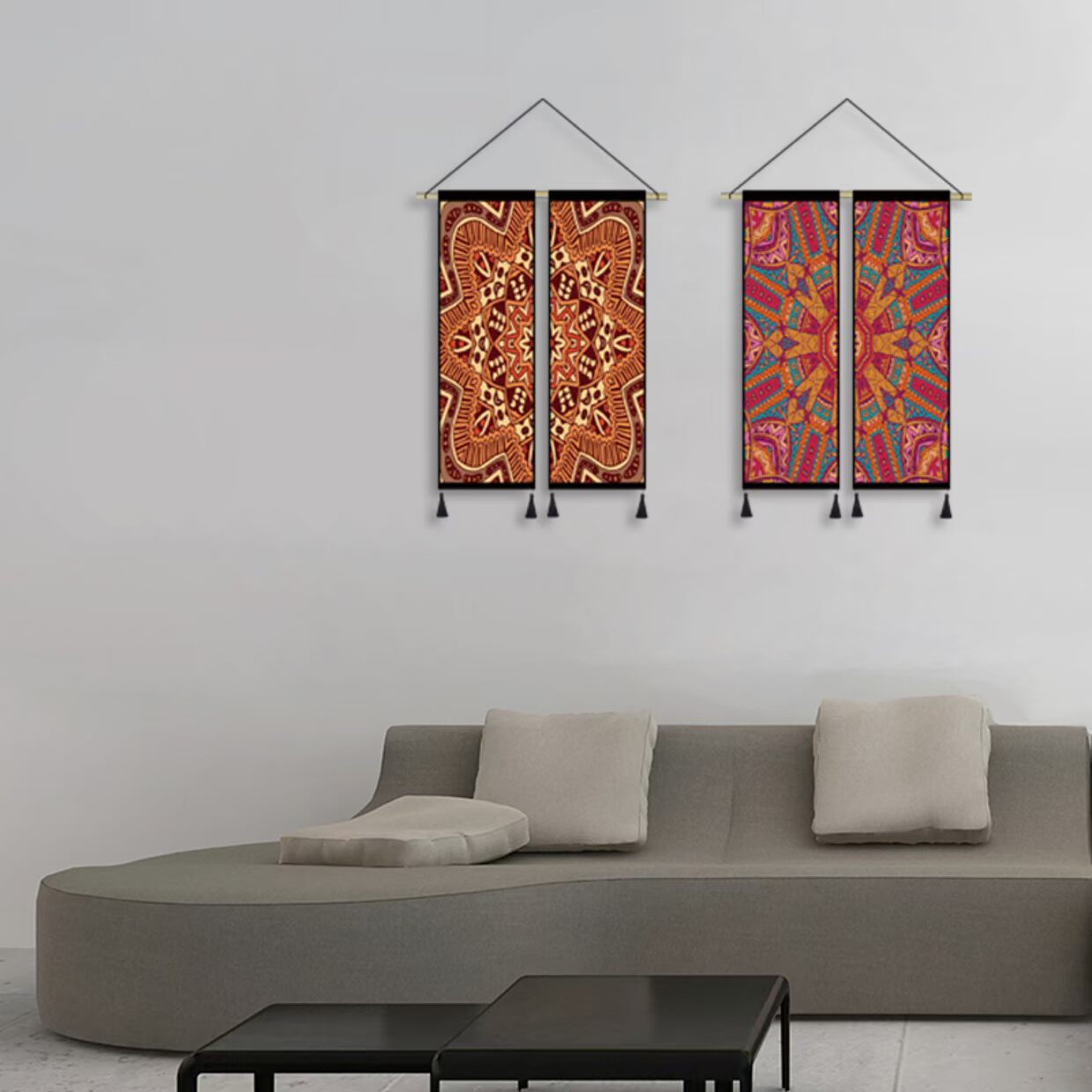 Trung Quốc gió bông và tấm thảm lanh kết hợp sofa tường trang trí bức tranh phòng khách phòng ngủ đầu giường bức tranh tấm thảm 	thảm treo tường doremon	
