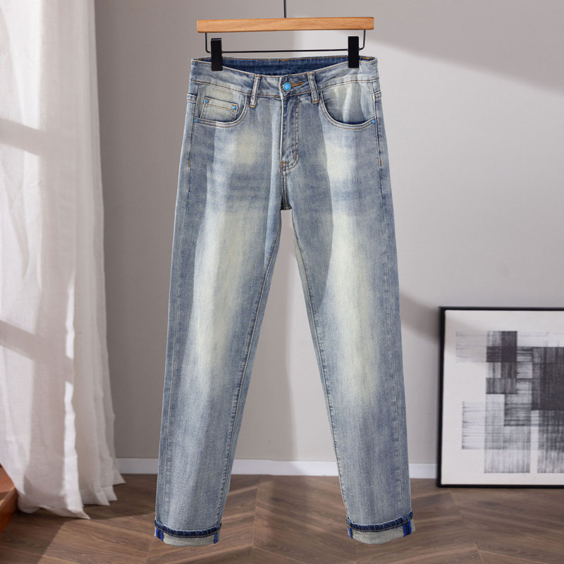 Fashionable Luxury Brand Jeans for Men, Thin, Slim-Fit, Stretchy, Soft, High-End European Men's Premium Pants