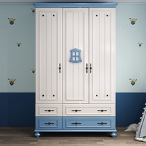 American childrens wardrobe boy European girl bedroom idyllic plate storage storage three door wardrobe simple modern