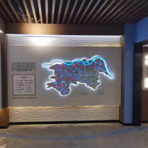 Customized intelligent remote control stainless steel luminous map brand image background wall exhibition hall dynamic China world map