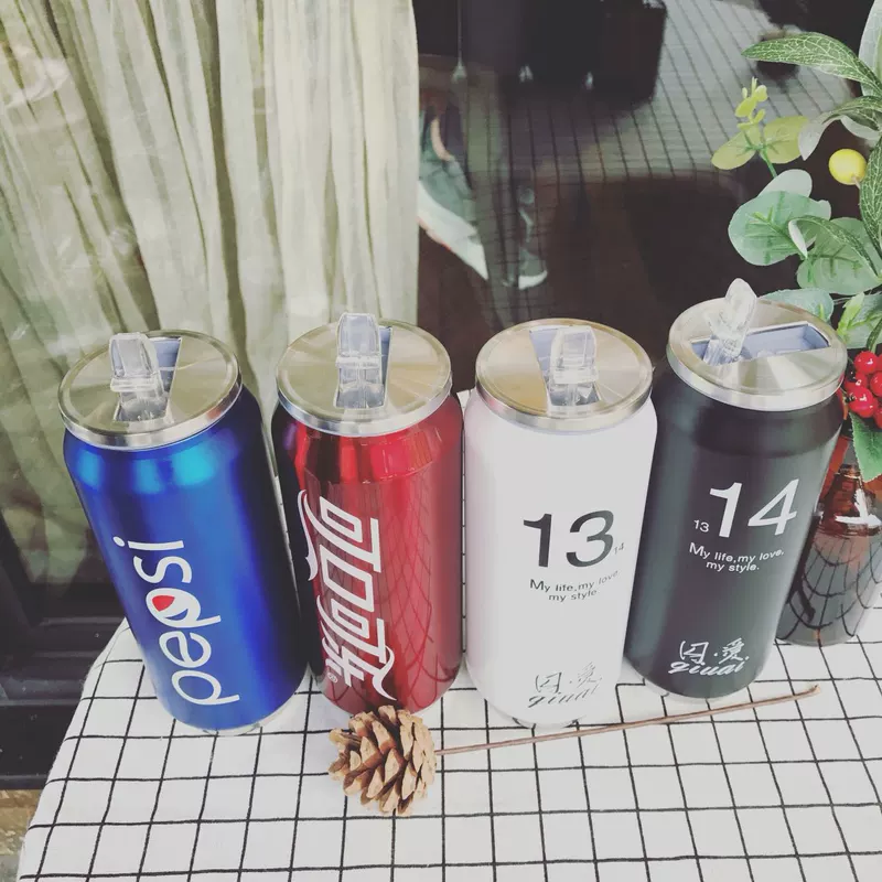 Sáng tạo lon Baccarat thép không gỉ cốc tối cao Coke chai rơm cốc sinh viên bình giữ nhiệt mini