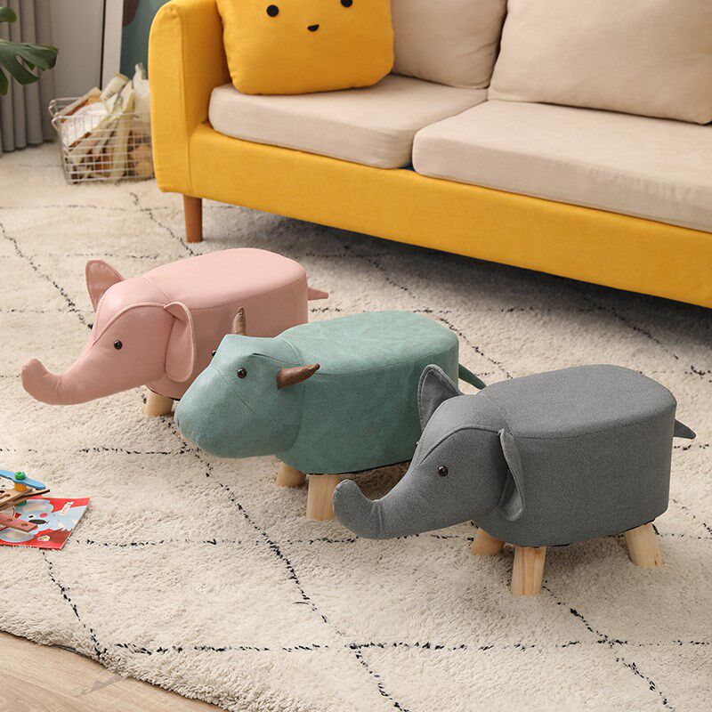 Home door changing shoe stool children's solid wood creative animal elephant cartoon small bench net red sofa low stool lazy person
