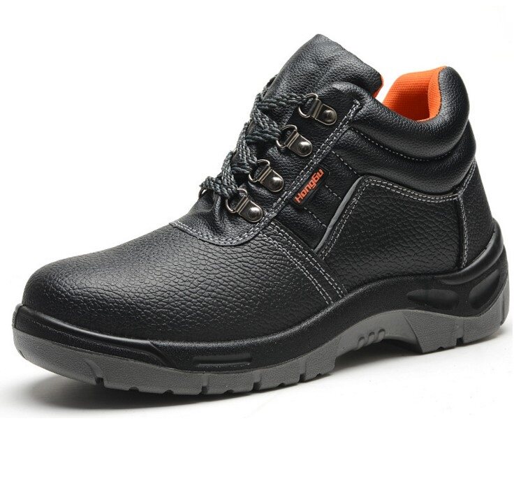 Labor insurance construction smelting petrochemical shoes anti-smashing anti-piercing middle help construction site cowhide PU bottom autumn and winter oil-resistant and wear-resistant