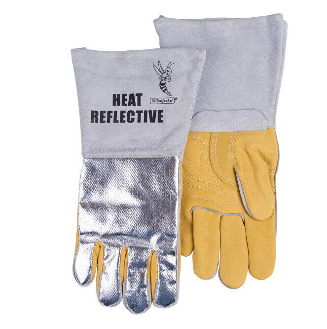 Wittes high temperature reflective aluminum anti-oil moisture-proof heat insulation fire-retardant fire-retardant leather welding protective gloves 10-2755