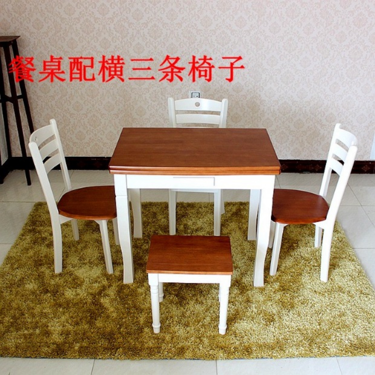Bán chạy nhất Địa Trung Hải căn hộ nhỏ căn hộ gỗ rắn bàn gấp hình chữ nhật có thể thu vào xoay ghế ăn bàn ăn - Bàn bàn gấp gọn