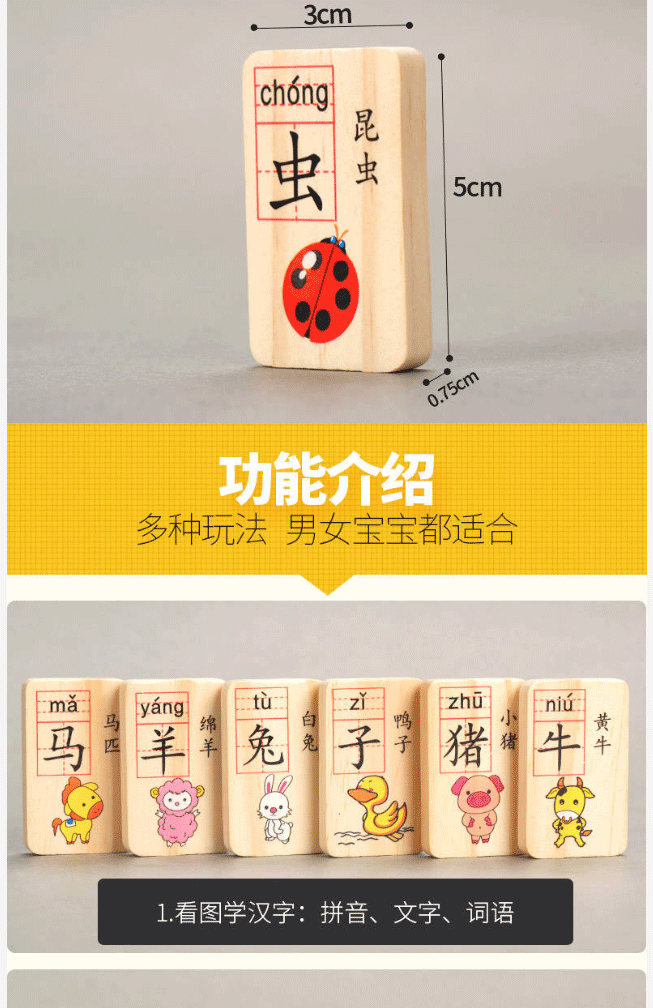 Nhân vật domino bằng gỗ xây dựng khối kiến ​​thức cho trẻ em đồ chơi giáo dục trẻ 3-4-5 tuổi - Khối xây dựng đồ chơi domino giáo dục