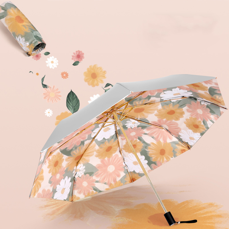 Japan CK BEACH UMBRELLA SMALL FAIRY DOUBLE LAYER TITANIUM SILVER BLACK GLUE SUN PROTECTION AGAINST UV BEACH UMBRELLA FEMALE FINE RAIN OR SHINE