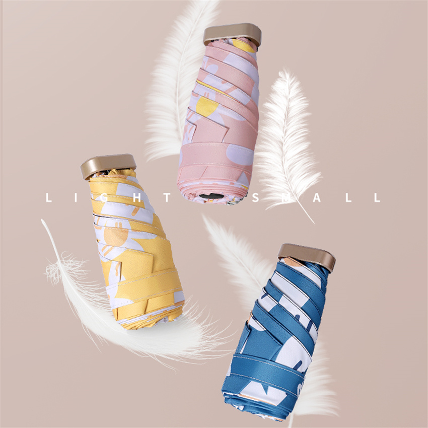 Japan CK Sunshade Female Super Light Small Portable Five Fold Umbrella Mini Pocket Sunshade Sun Protection Against UV