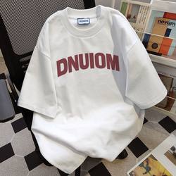 New Vibe Loose Letter Print Short-Sleeve T-Shirt for Men, European and American Style, ins Trendy Street Heavy Cotton T-Shirt