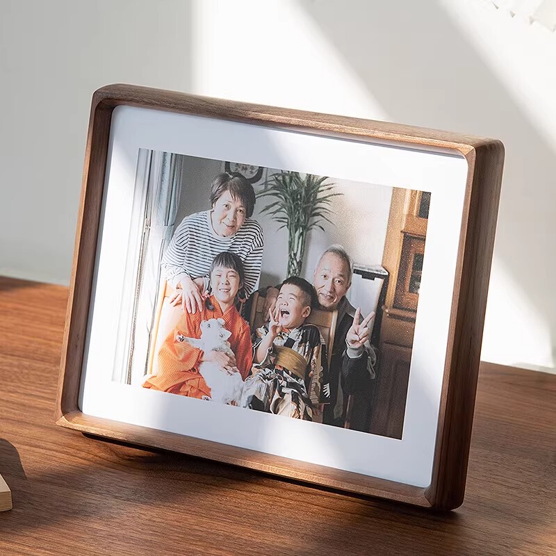 Solid Wood Mortise and Tenon Black Walnut Picture Frame Stand 6inch 7inch 8inch a 4inch Rounded Corner Frame for Calligraphy and Painting