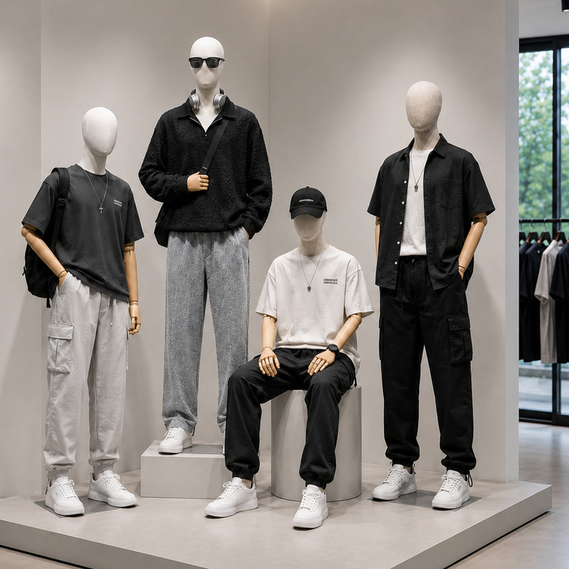 Clothing Store Male Mannequin Display Stand Half-Body Window Display Mannequin Full-Body Cloth-Covered Male and Female Mannequins