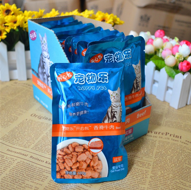 Pet Le Beef Ocean Fish Cá ngừ Cá nhỏ Cá vàng Thịt tươi Túi mèo Mèo đóng hộp Thức ăn ướt 100g hạt cho mèo con 2 tháng tuổi