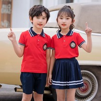 School Uniforms Elementary School Students Summer Clothing Suit Kindergarten Gardeners Big Red Children Class Plexant Skirt Big Class Two Sets Of Hot Sell