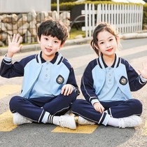 Elementary School Uniforms Spring Autumn Summer Clothing Blue Three Sets Long Sleeve Sports Class Clothes Kindergarten Garden Clothes Fall Boutique