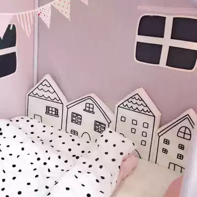 Nordic cute small house baby room bed soft bag anti-collision head safety cushion wall decoration