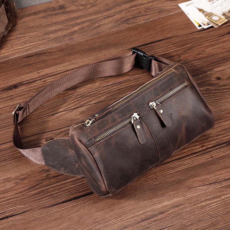 Genuine Leather Purse Men's Multifunctional Handmade Crazy Mapleather Cross Mobile Phone Pocket Large Capacity Casual Chest Bag Sloped Satobao-Taobao