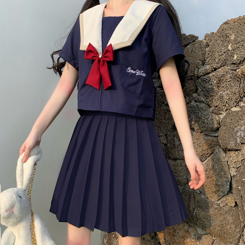 Day Ensemble Cute Jk Uniform Genuine Suit Dress Academy Wind Original Navy Sailor Serving Two Sets Female Summer Plexus Skirts