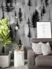 Nordic black and white forest high-grade nonwoven wallpaper woods natural scenery living room bedroom background wall paper home