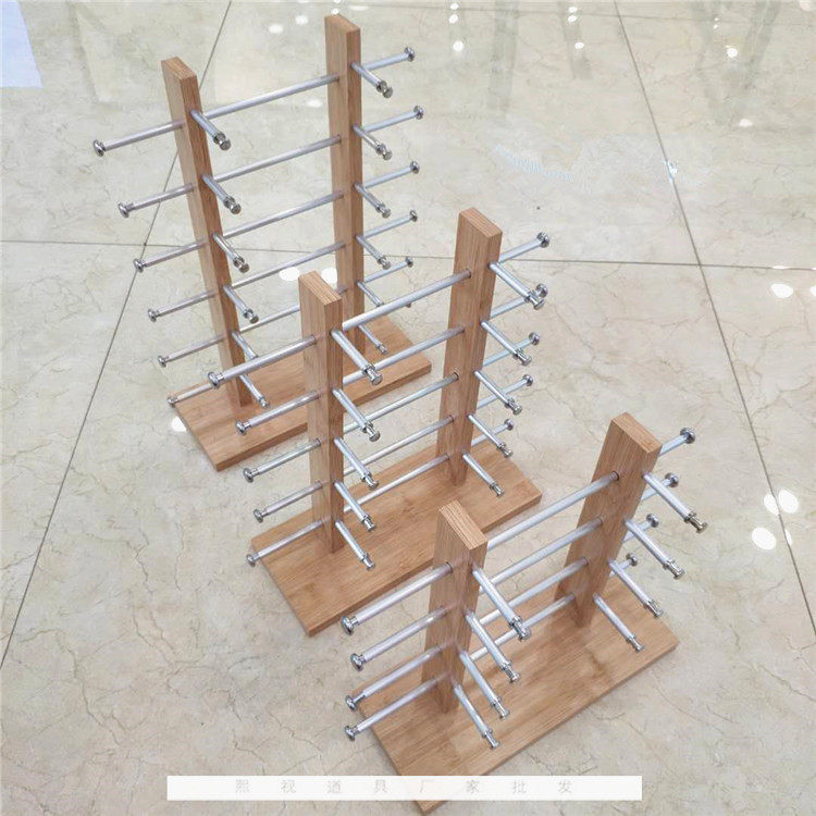 Glasses Shop Props Double Row Solid Wood Glasses Display Show Shelf Counter Sunglasses Sun Glasses Containing Props Hem
