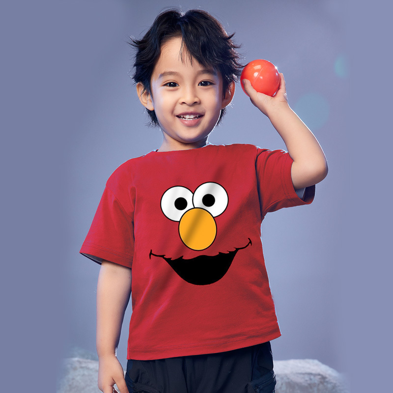 Red Elmo Short-Sleeve T-Shirt for Baby Girls, Base Layer Shirt, Cookie Monster Children's Clothing, Special Sister and Sister-In-Law Clothes, T-Shirt