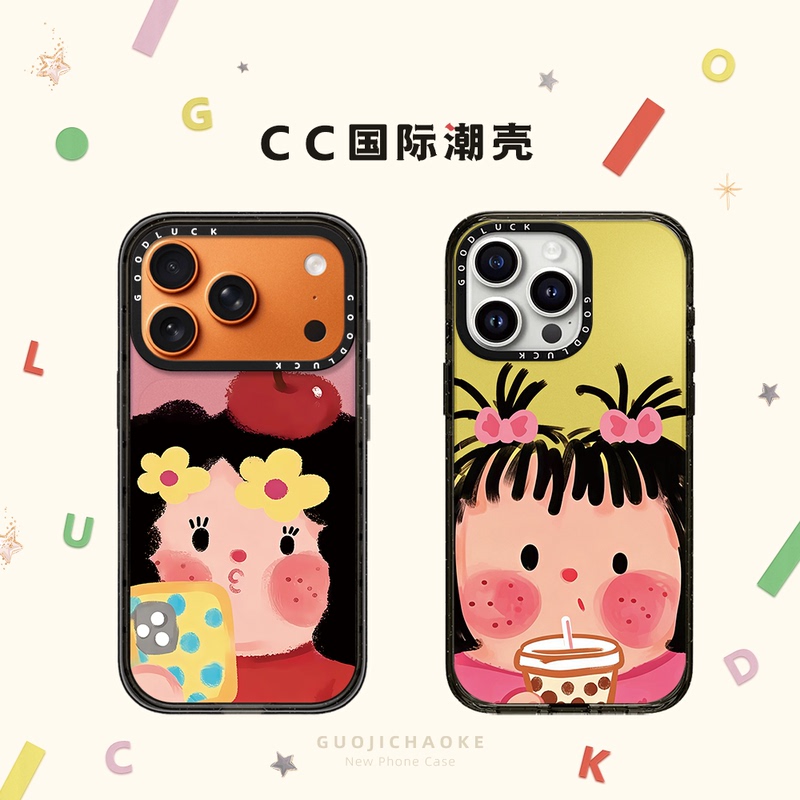 Graffiti Apple Flower Girl Milk Tea Suitable for iPhone 17 Phone Case 16 Pro Max Apple 15 Pro Magnetic Magsafe Transparent 14 Plus Acrylic 13 Cartoon Cute 12 Best Friend