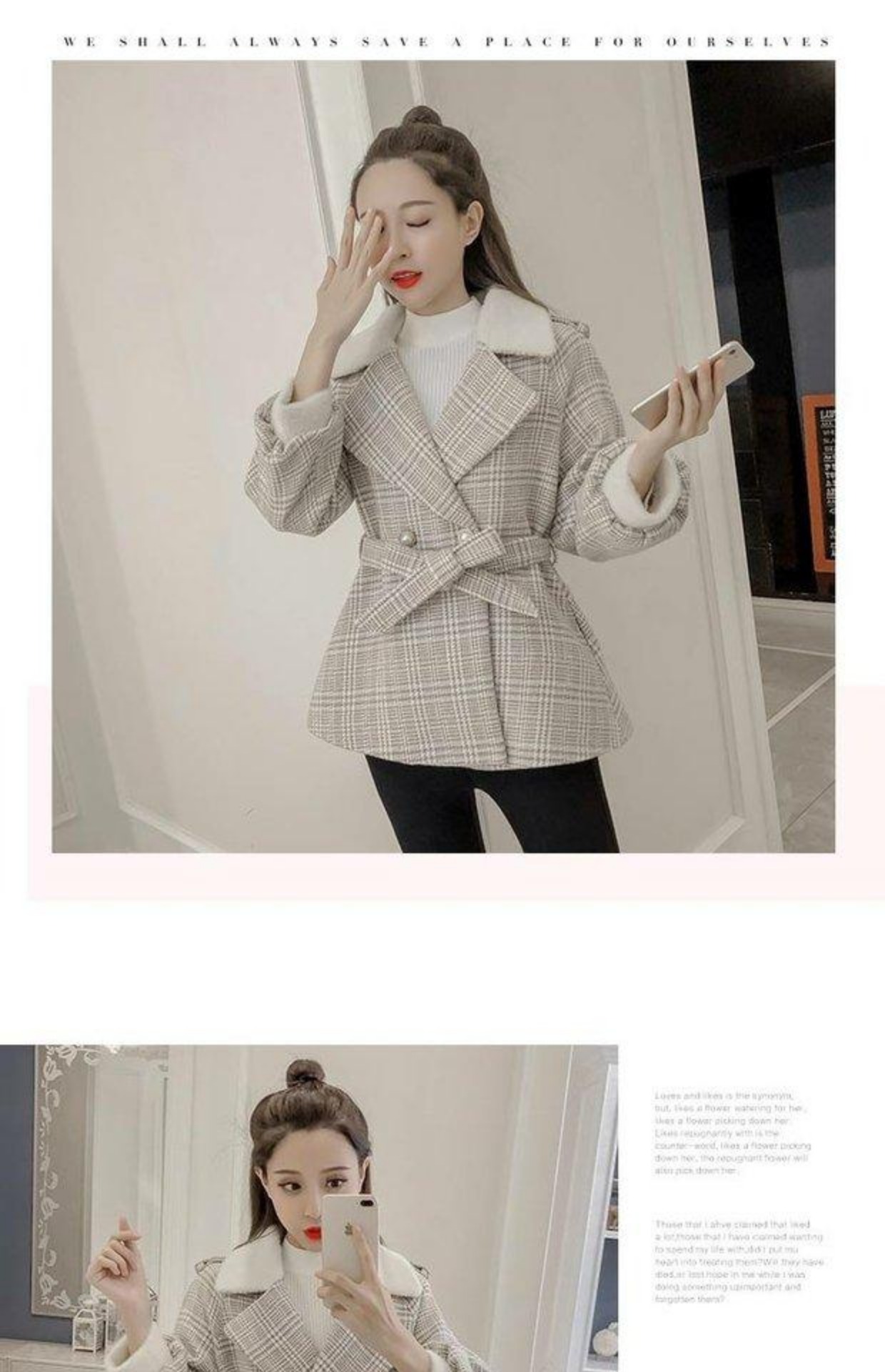 Áo khoác nữ mùa đông dày ngắn bằng len nhỏ 2018 phiên bản Hàn Quốc mới của áo khoác len tartan retro nhỏ áo phao dáng dài hàn quốc