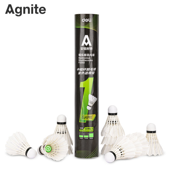 Angelite Deli F2202 Badminton-stabile, elastische, weiche, holzbeständige Gänsefedern, weiß, 12 Stück/Röhre