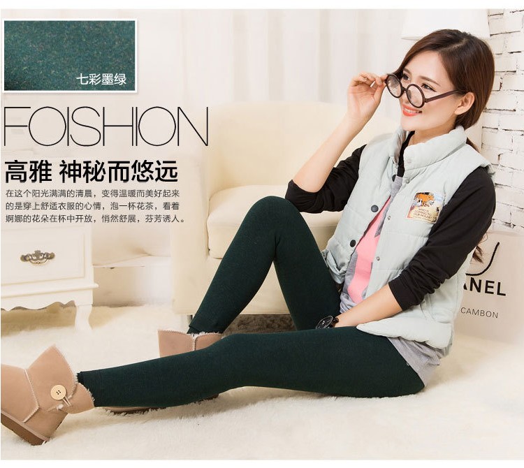 Mùa thu và mùa đông eo cao 500 gram Quần cotton nhiều màu sắc cộng với quần legging nhung dày Quần ấm cho nữ size lớn cộng với quần béo một quần thun nữ trung niên