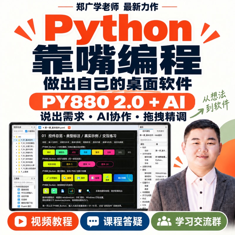 Zheng Guangxue's Python Office Automation Ai Programming Practical Video Tutorial Py880 Form Designer Course