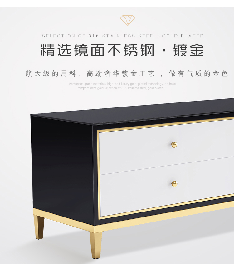 Sơn tối giản hậu hiện đại bằng thép không gỉ kính cường lực bàn cà phê tủ TV đặt kết hợp ánh sáng Mỹ nội thất sang trọng - Bàn trà bàn để phòng khách