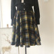 Autumn and winter plaid woolen skirt with large hem umbrella skirt