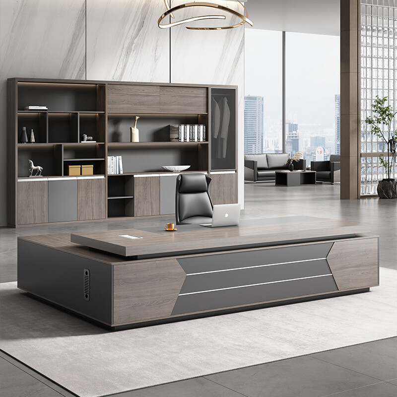 Fashionable atmosphere double cabinet boss desk simple modern light luxury executive desk combination president manager supervisor office desk chair