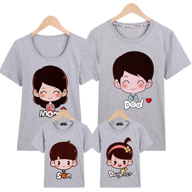 Áo cotton gia đình mùa hè một gia đình gồm ba chiếc áo thun nữ tay ngắn của phụ nữ bốn chiếc áo phông gia đình cỡ lớn bộ pijama cho nhà 4 người
