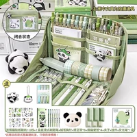 [Panda Luxury Set] Bean Paste Green/Отправить 6 Panda Pen+4 Пинда Panda (200 карт) +4 Флуоресцентная ручка+Panda Clip+Panda Panda+Panda Brooch+Panda Stickers