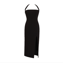 Spot black neck slim temperament evening dress womens banquet annual elegant split hip dress dress dress