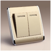 Teine2 open 86 TH WALL SWITCH SOCKET CHAMPAGNE GOLDEN PANEL DOUBLE OPEN DOUBLE CONTROL SWITCH TWO OPEN