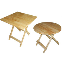 Solid wood folding table Simple dining table Portable Cypress square table can be stored round table Household dining table Wall table