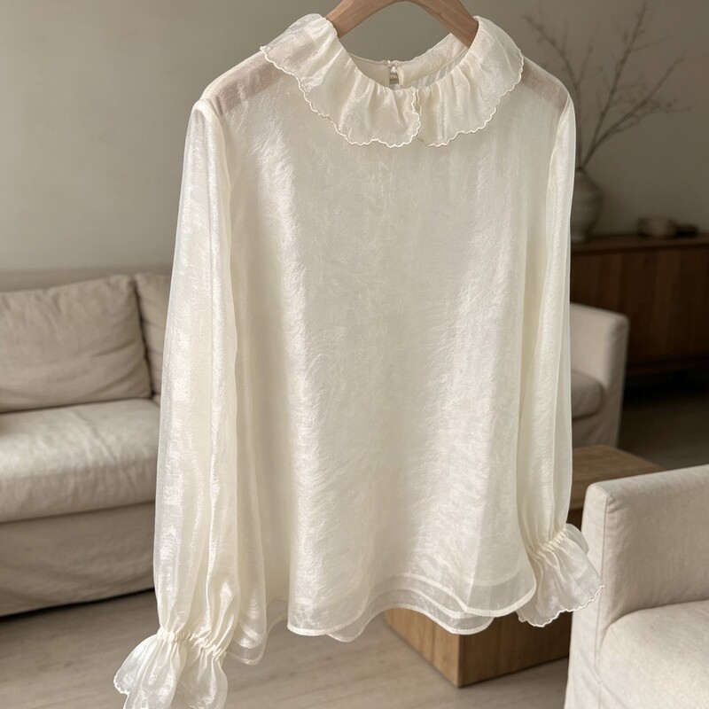 New Chinese-Style Lotus Leaf Lace Collar Long-Sleeve Shirt for Women 2026 Spring and Autumn High-End Youthful Versatile Base Shirt New Chinese-Style Lotus Leaf Lace Collar Long-Sleeve Shirt for Women 2026 Spring and Autumn High-End Youthful Versatile Base Shirt