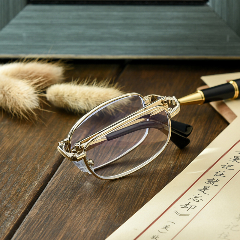 Anti-Lan Light Folding Old Flower Glasses Metal Frame Light Portable Lady Old Flowers Glasses Men's Big Frame Old View Mirror