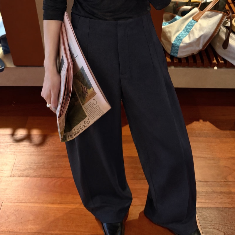 Pralado【Beanpod Pants】Autumn New High-Waisted Casual Drapey Loose Slimming Versatile Straight-Leg Pants-7680