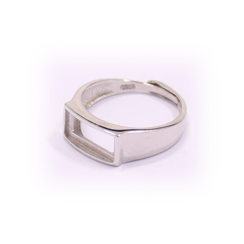 S925 sterling bạc nhẫn trống khay vuông hỗ trợ DIY6 * 13 6 * 16 7 * 15 8 * 16 8 * 18 9 * 18 10 * 20 mẫu nhẫn nam đẹp