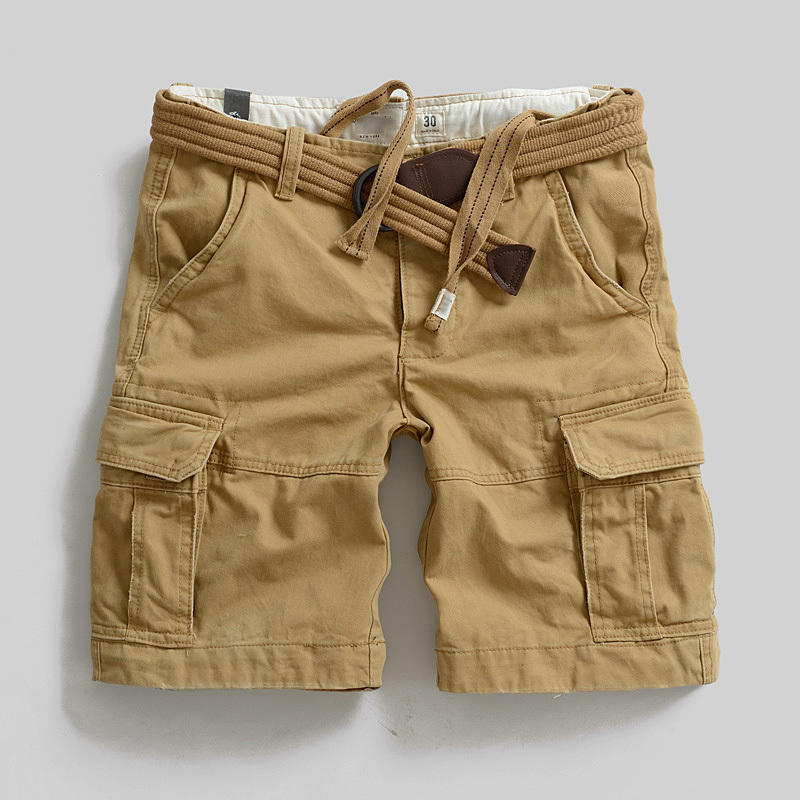 Heavy-Duty American Retro Work Shorts, Summer Men's Pure Cotton Multi-Pocket Pants, Loose Casual Knee-Length Shorts, Plus Size