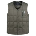 Trung niên thu đông xuống áo khoác vest cỡ lớn bố tải chữ V cổ dày cotton vest vest vai lụa cotton nam áo ghi lê nhiều túi Áo vest cotton
