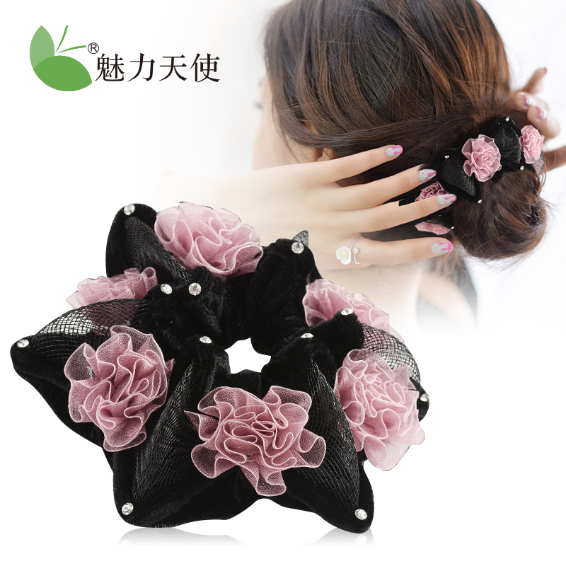 Head rope Female Korean version Cute Hairpin Hairpin Hairspoon Hairspoon Hairpin Hair head Hair Rubber Fascia Hair-rubber-coated head flower-Taobao