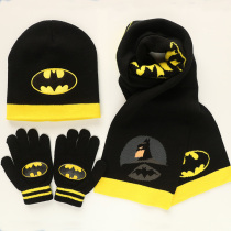Childrens Batman Hat Scarf Gloves Boy Superman Wool Hat Gloves Autumn Winter