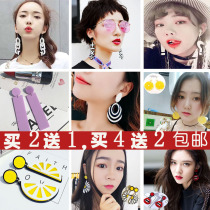 hiphop earrings Korean temperament personality earrings exaggerated hip-hop European and American Tide brand Hong Kong style retro atmospheric earrings female