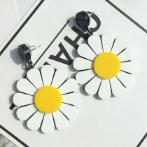 2019 New Net red earrings big flowers suitable for round face earrings Korean temperament Joker holiday ear clip