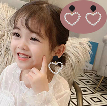 Female childrens pearl earrings fashion show ear clip style Korean cute princess earless ear studs baby pain